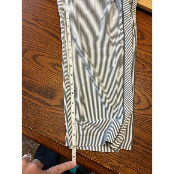 Athleta Brooklyn Textured Ankle Pants Gray Striped Travel Size 14T Tall - Picture 6 of 8
